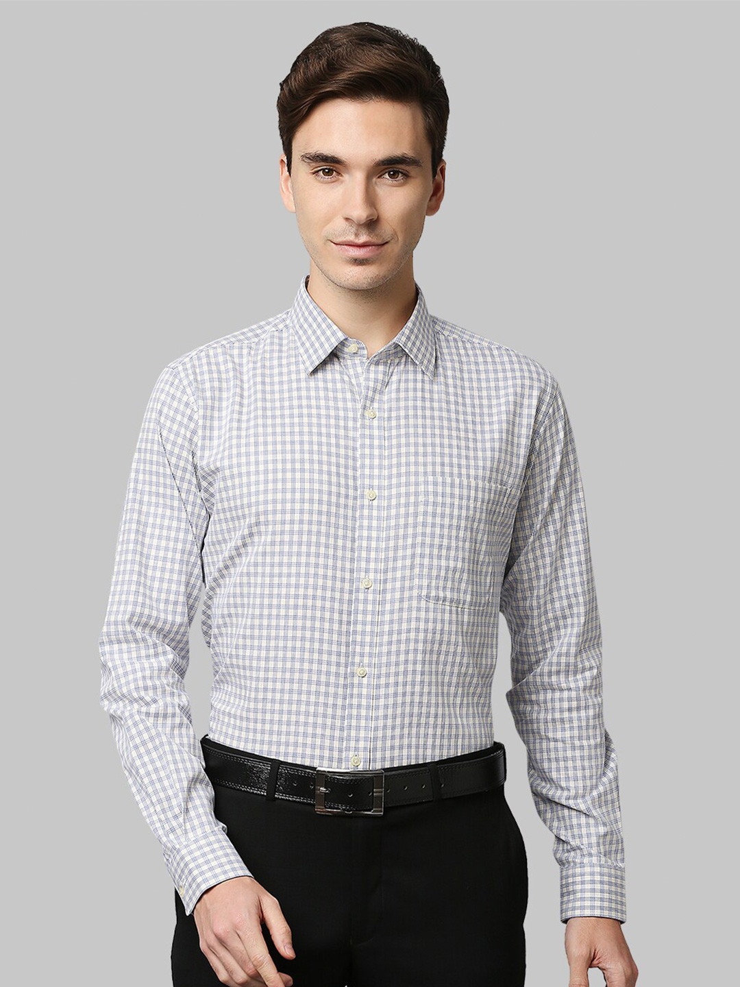 

Raymond Micro Checks Slim Fit Cotton Formal Shirt, White