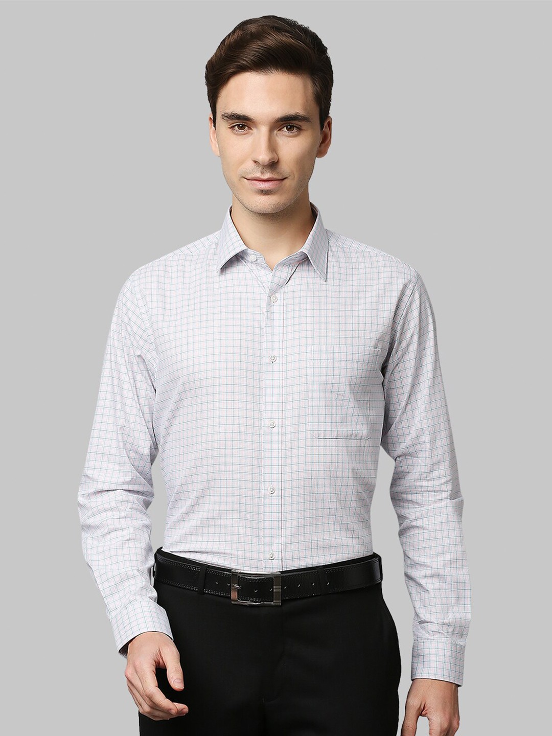 

Raymond Men White Slim Fit Grid Tattersall Checks Casual Shirt