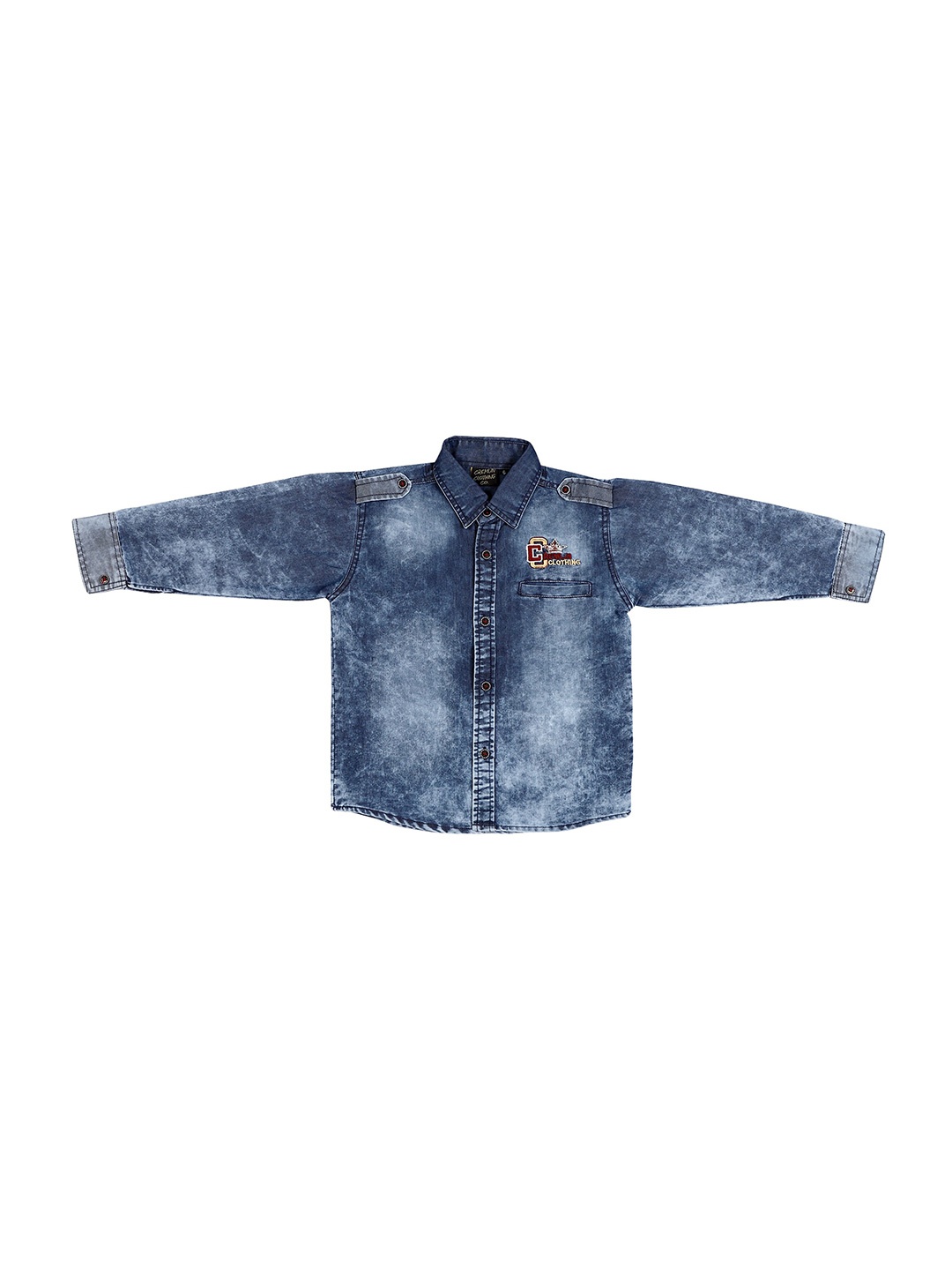 

CREMLIN CLOTHING Boys Blue Faded Printed Casual Shirt