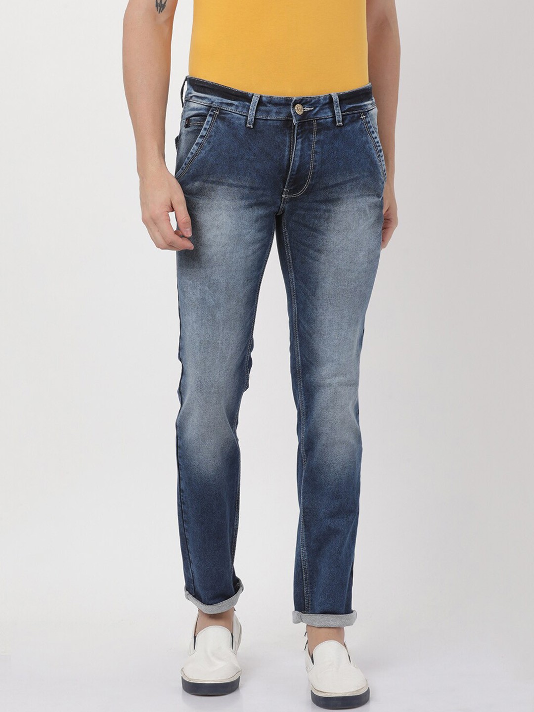

Llak Jeans Men Blue Skinny Fit Mildly Distressed Heavy Fade Stretchable Jeans