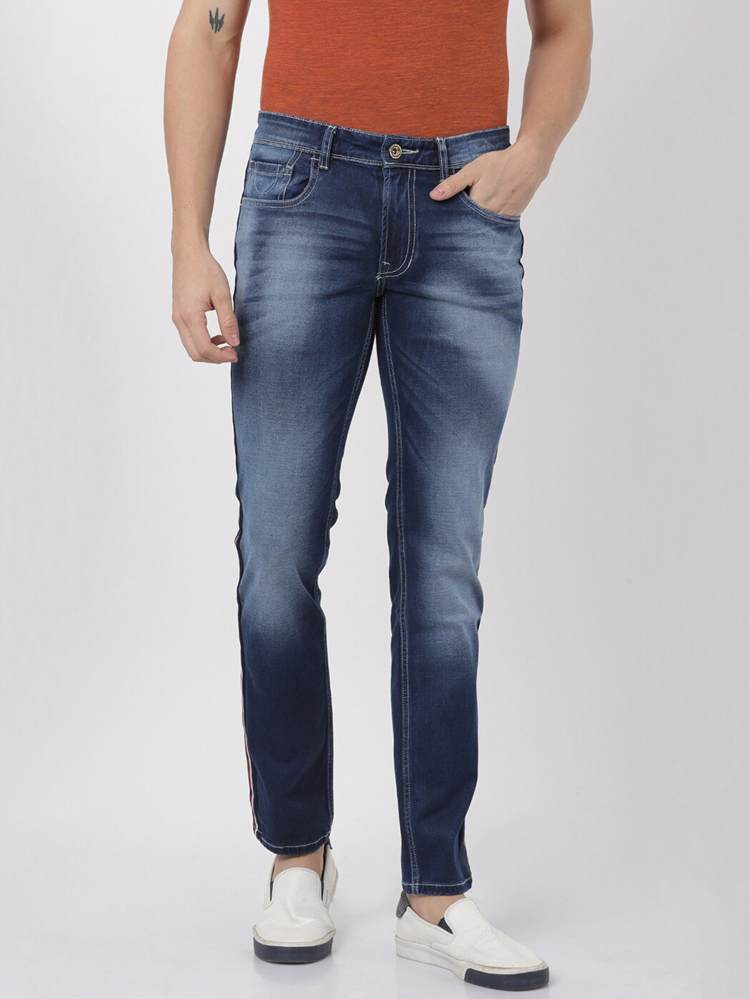 

Llak Jeans Men Blue Skinny Fit Heavy Fade Stretchable Jeans