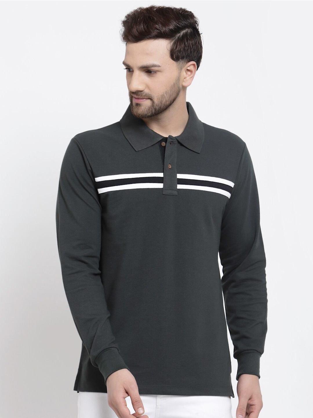 

Kalt Men Green Polo Collar T-shirt