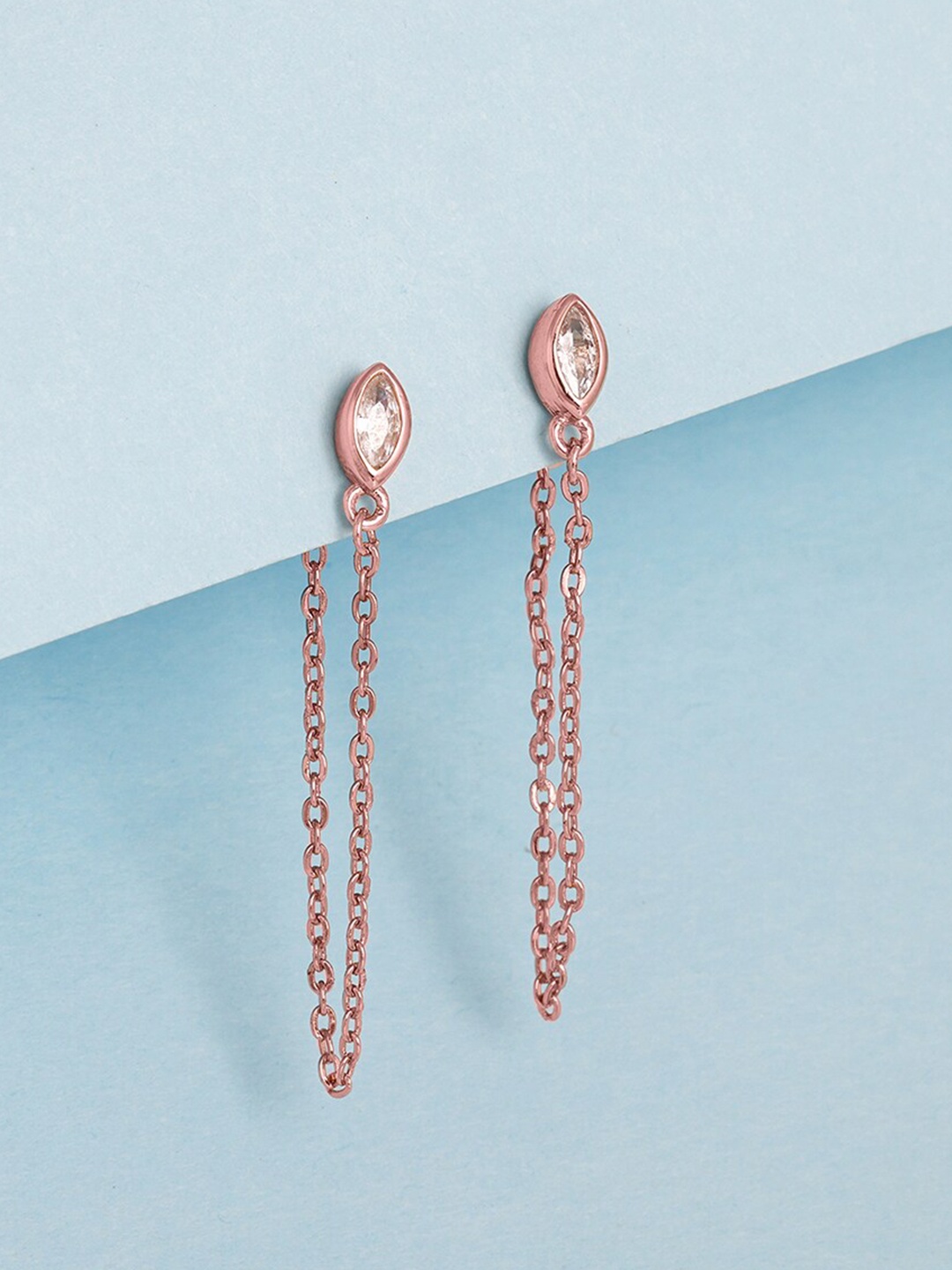 

GIVA 925 Sterling Silver Rose Gold Marquise Chain Earrings