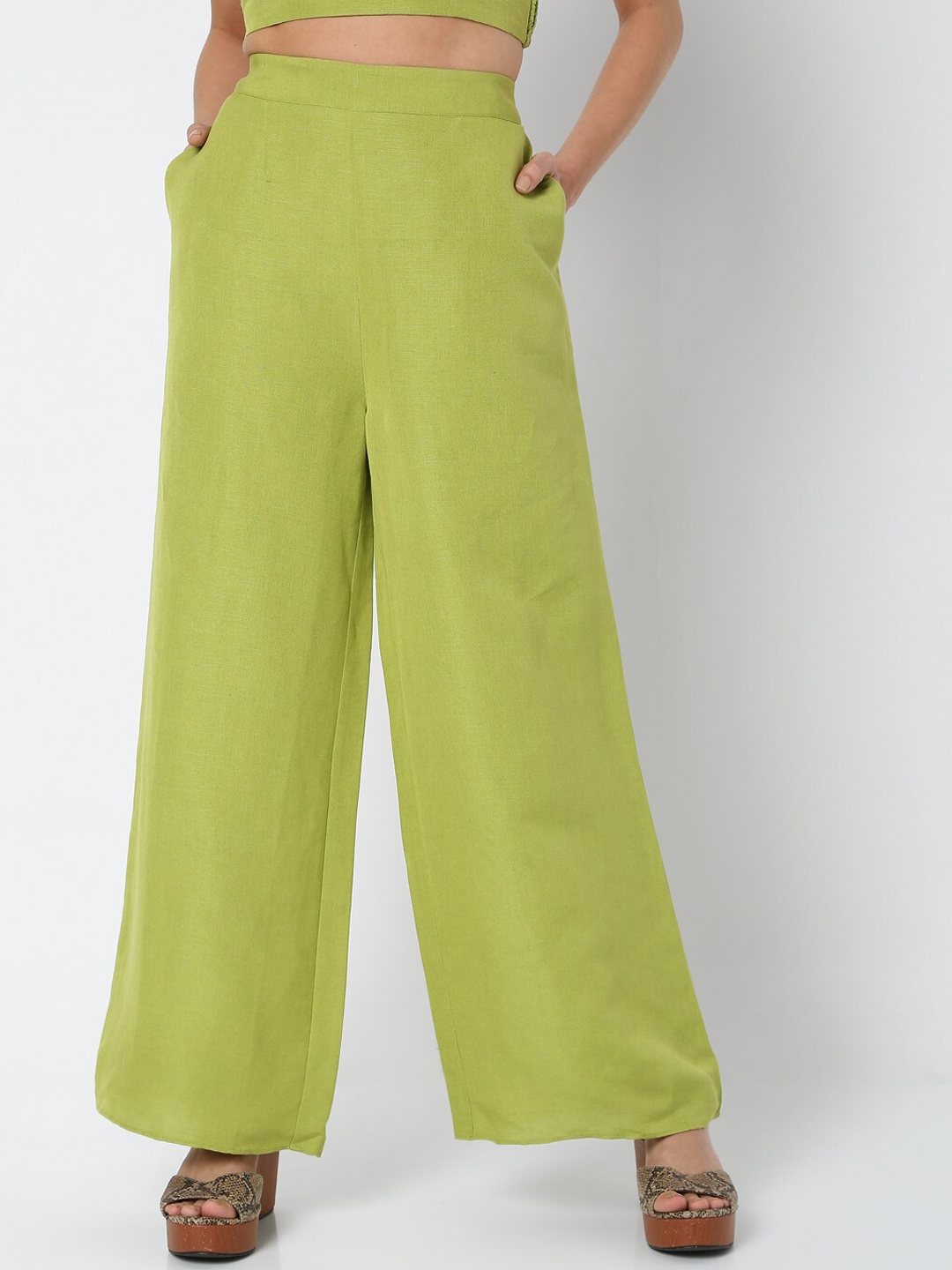 

Vero Moda Women Green High-Rise Trousers