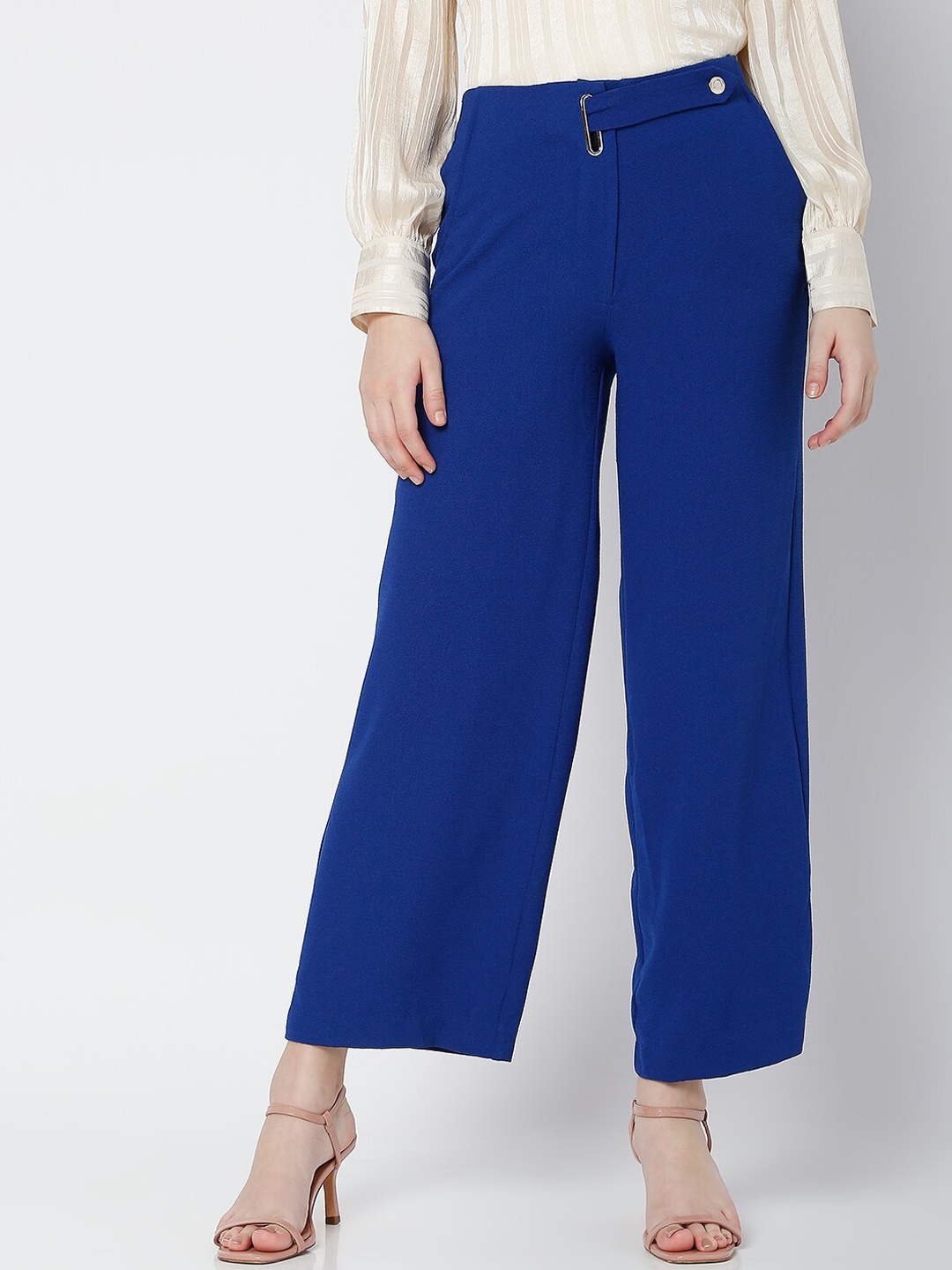 

Vero Moda Women Blue High-Rise Trousers