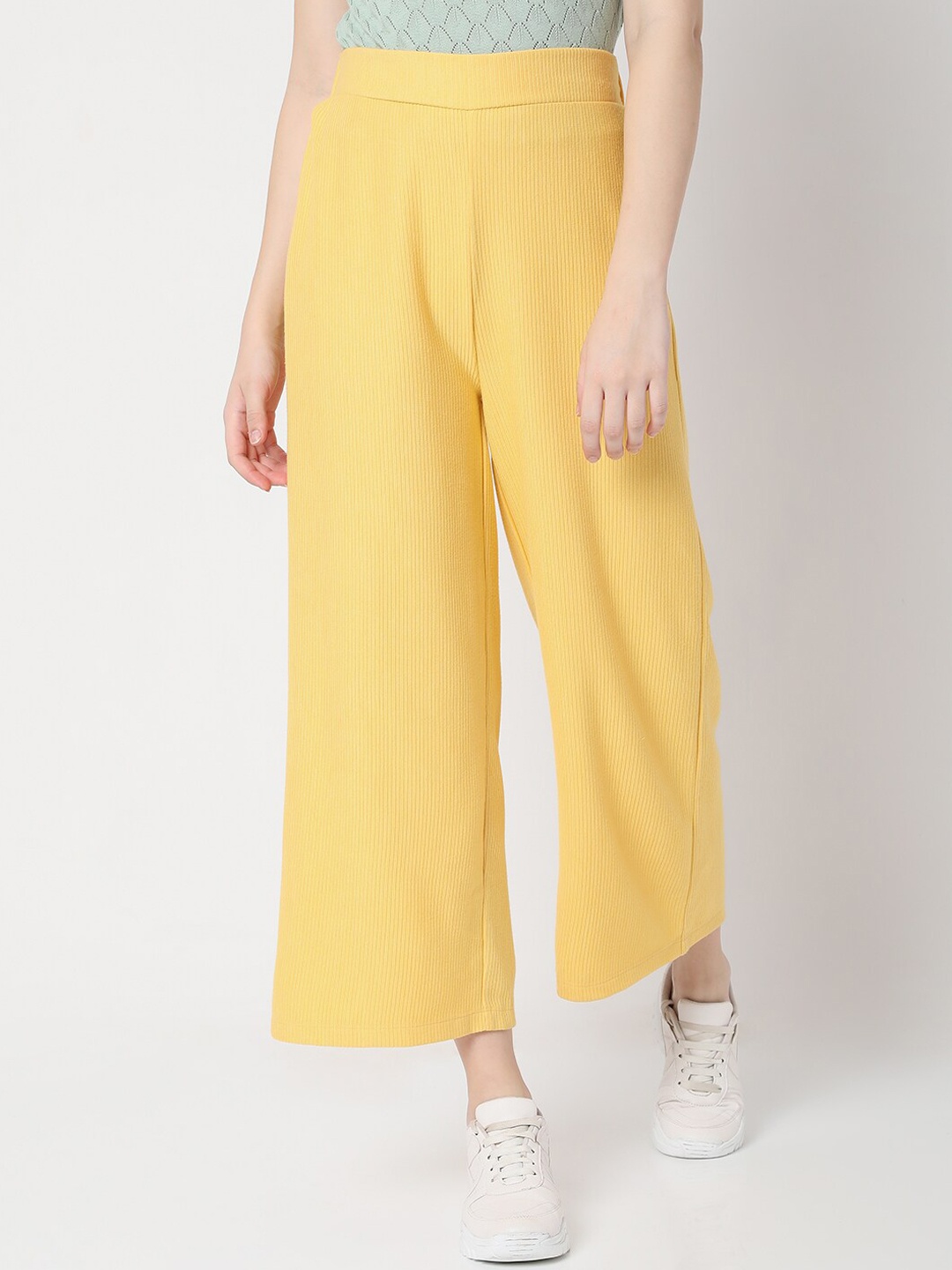 

Vero Moda Women Yellow High-Rise Trousers