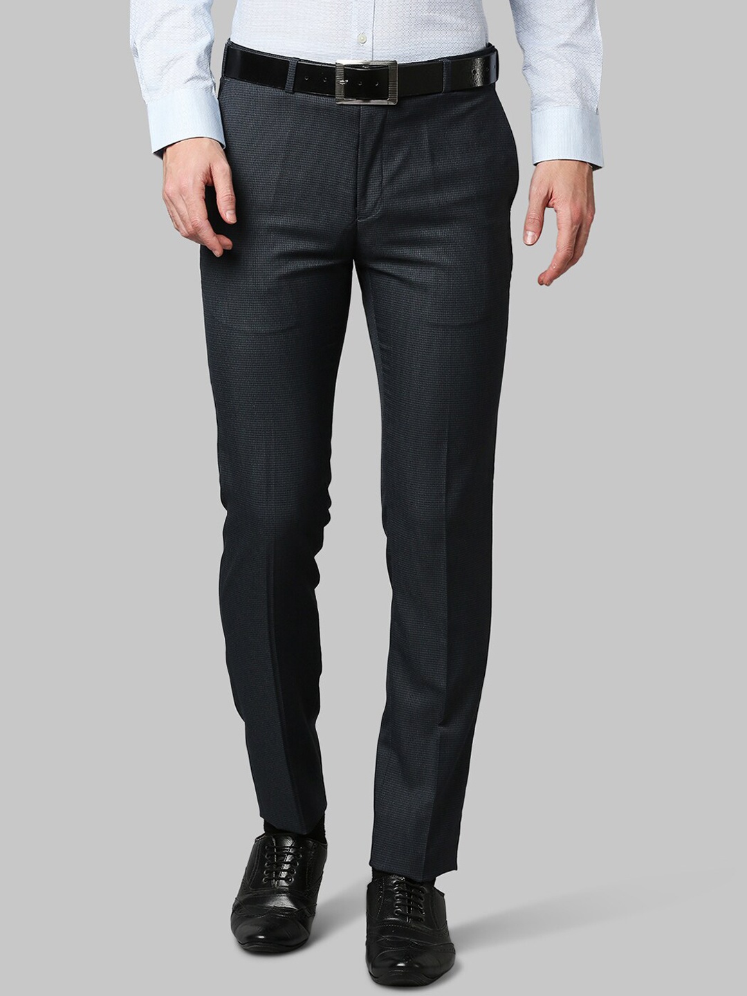 

Raymond Men Dark Blue Self Design Slim-Fit Trouser