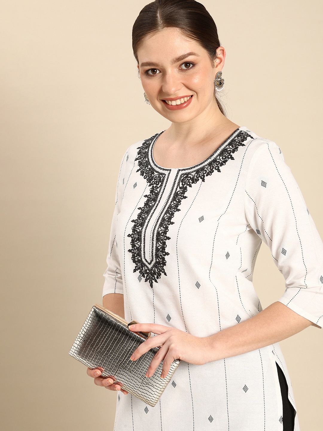 

Anouk Women Yoke Design Kurta, White