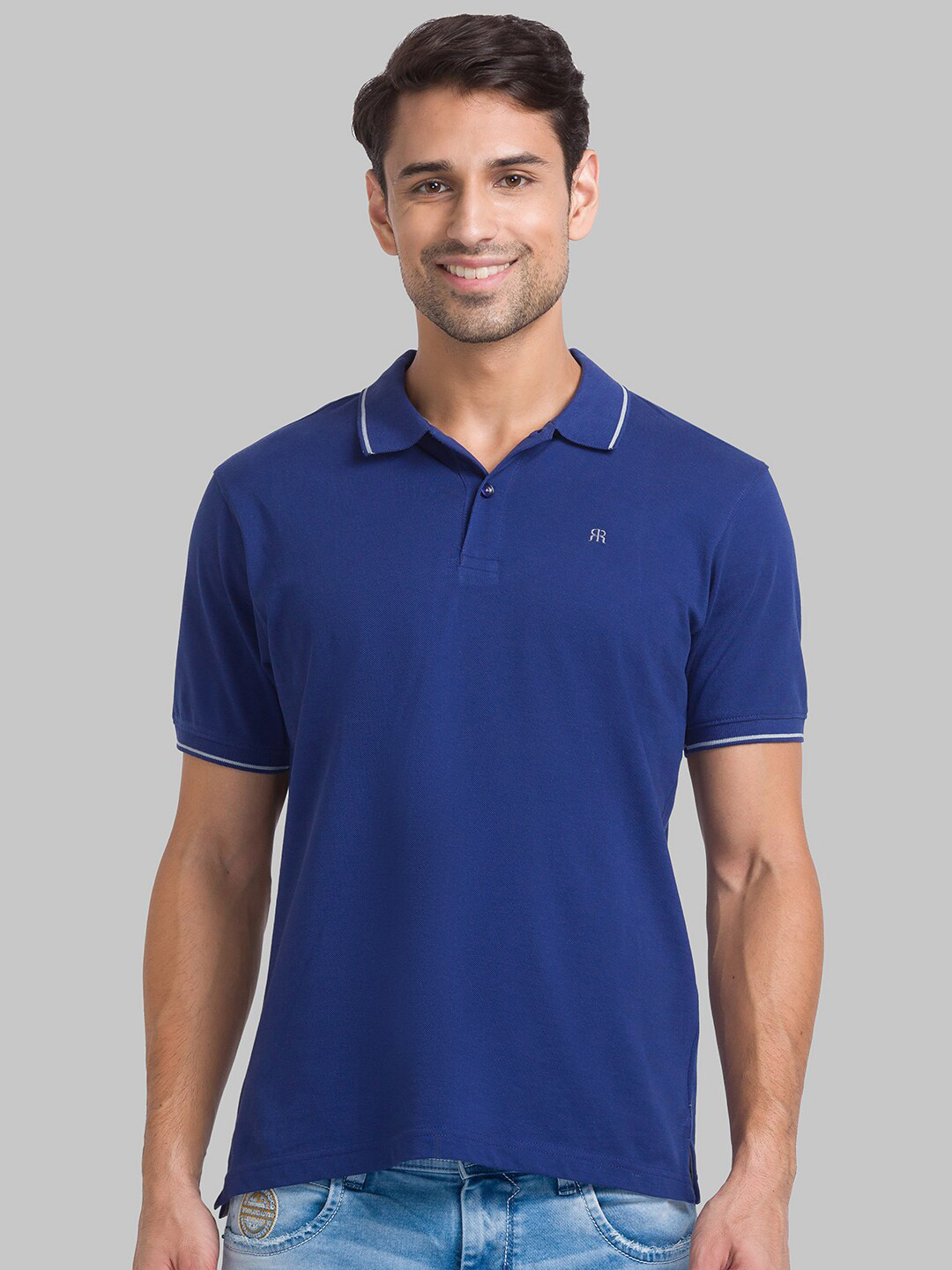 

Raymond Men Blue Polo Collar Cotton T-shirt