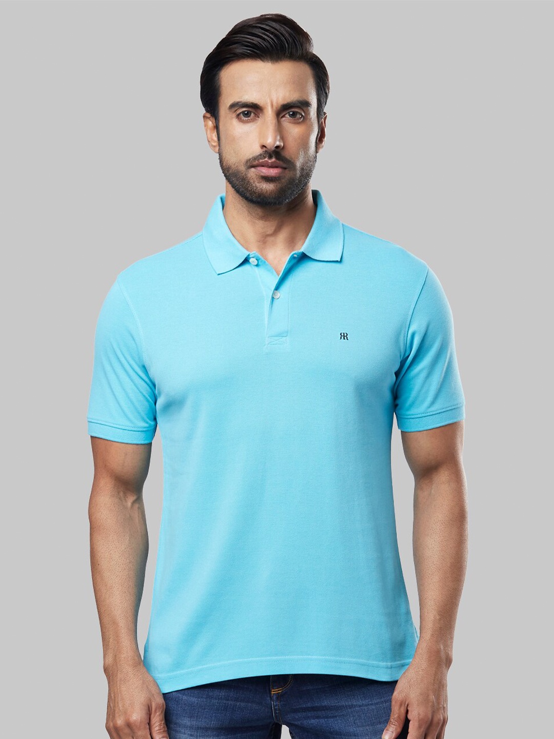 

Raymond Men Blue Polo Collar T-shirt