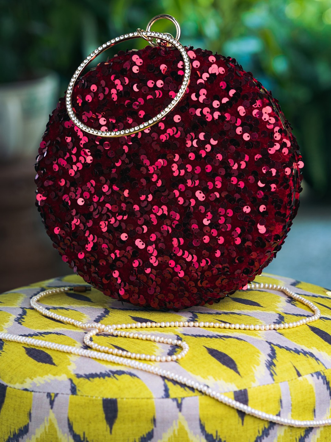

NR By Nidhi Rathi Red Embellished Box Clutch