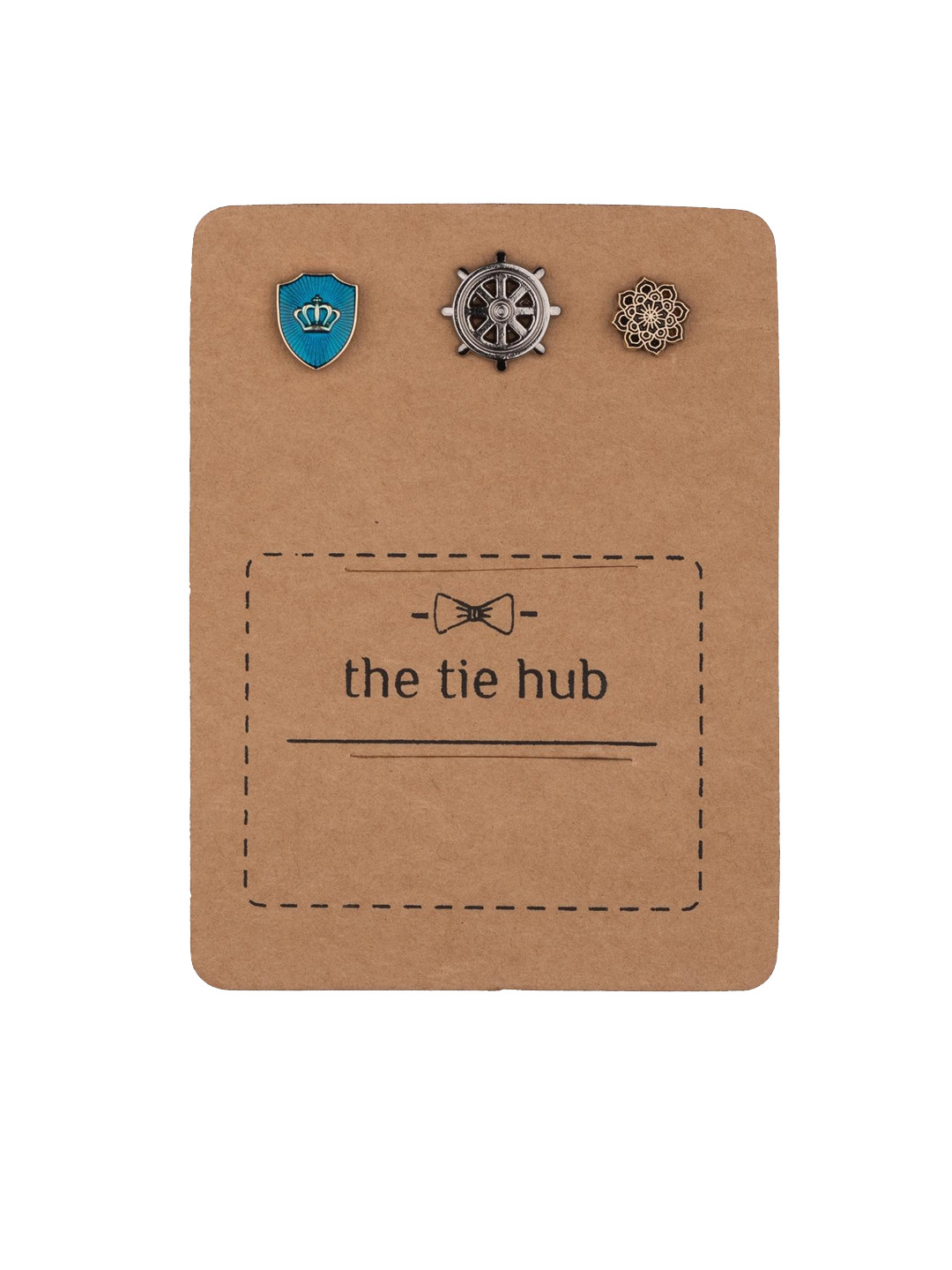 

The Tie Hub Men Blue & Brown Solid Accessory Gift Set