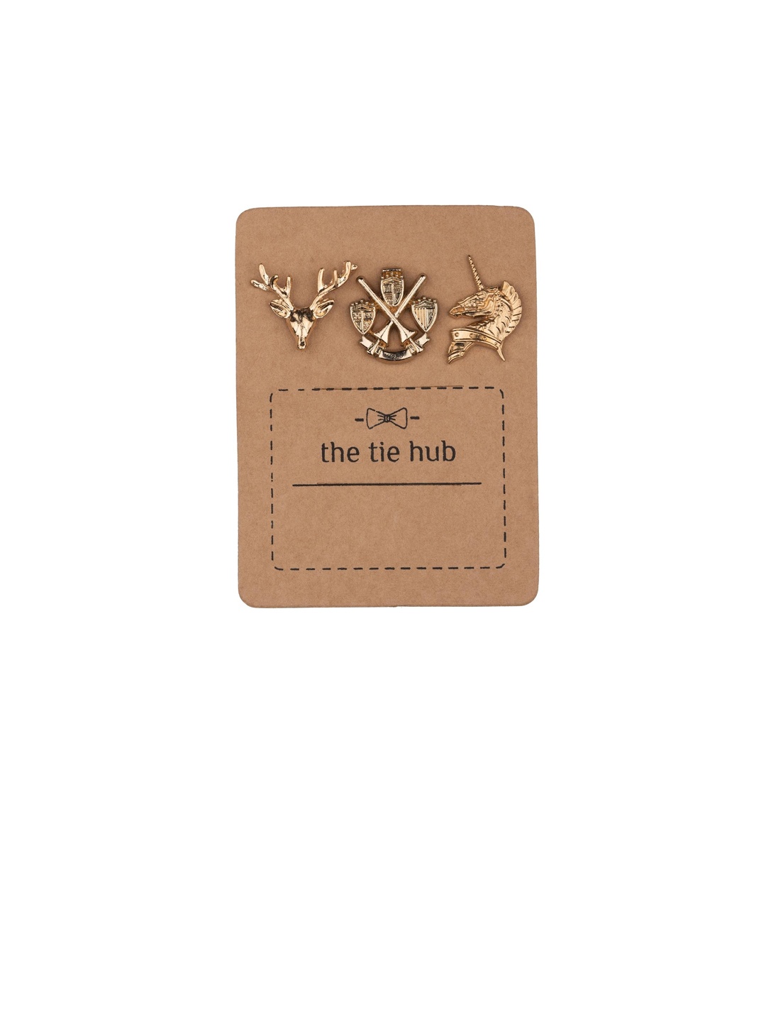 

The Tie Hub Men Set Of 3 Gold-Toned Textured Brooch