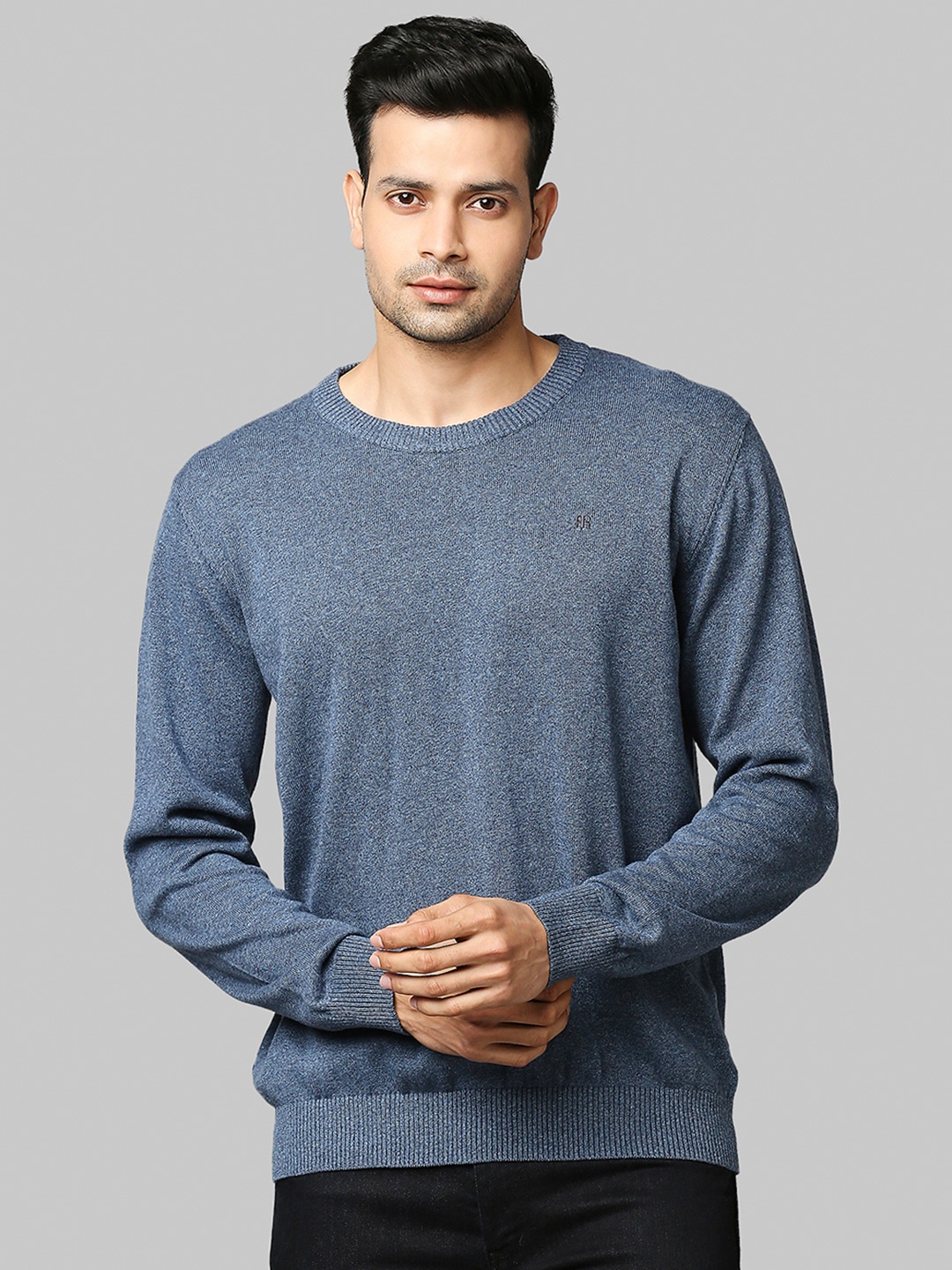 

Raymond Round Neck Long Sleeves Cotton Pullover, Blue