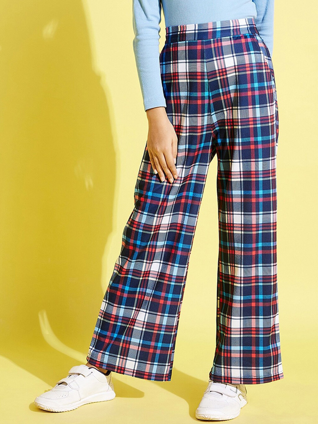 

Noh Voh - SASSAFRAS Kids Girls Blue Checked Comfort Trousers