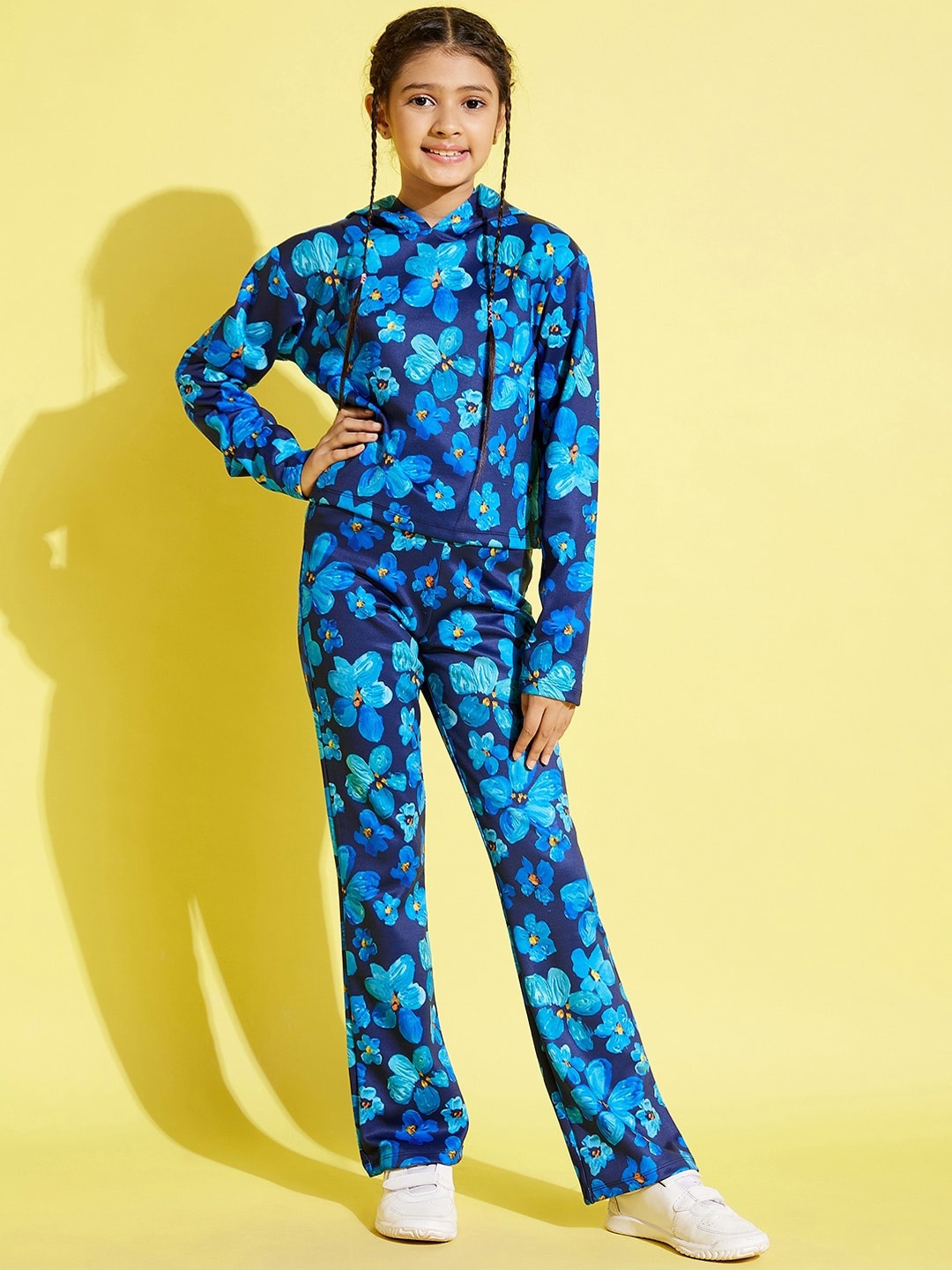 

Noh Voh - SASSAFRAS Kids Girls Navy Blue Printed T-shirt with Trousers