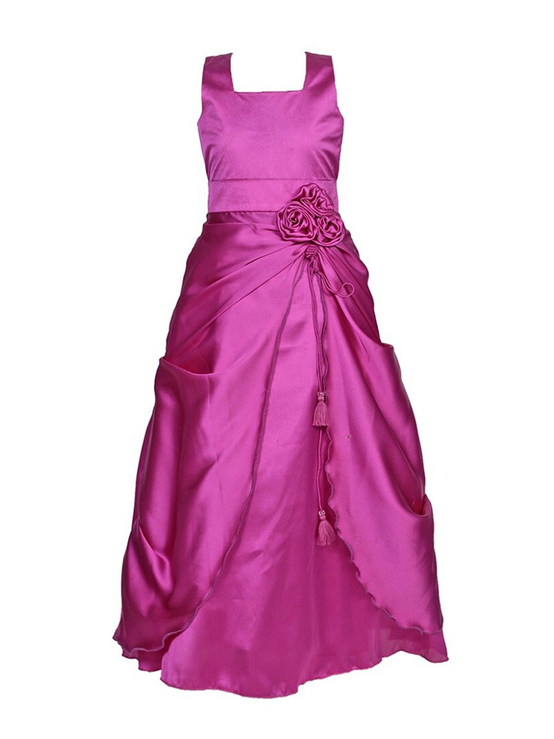 

R Cube Girls Pink Satin Maxi Dress
