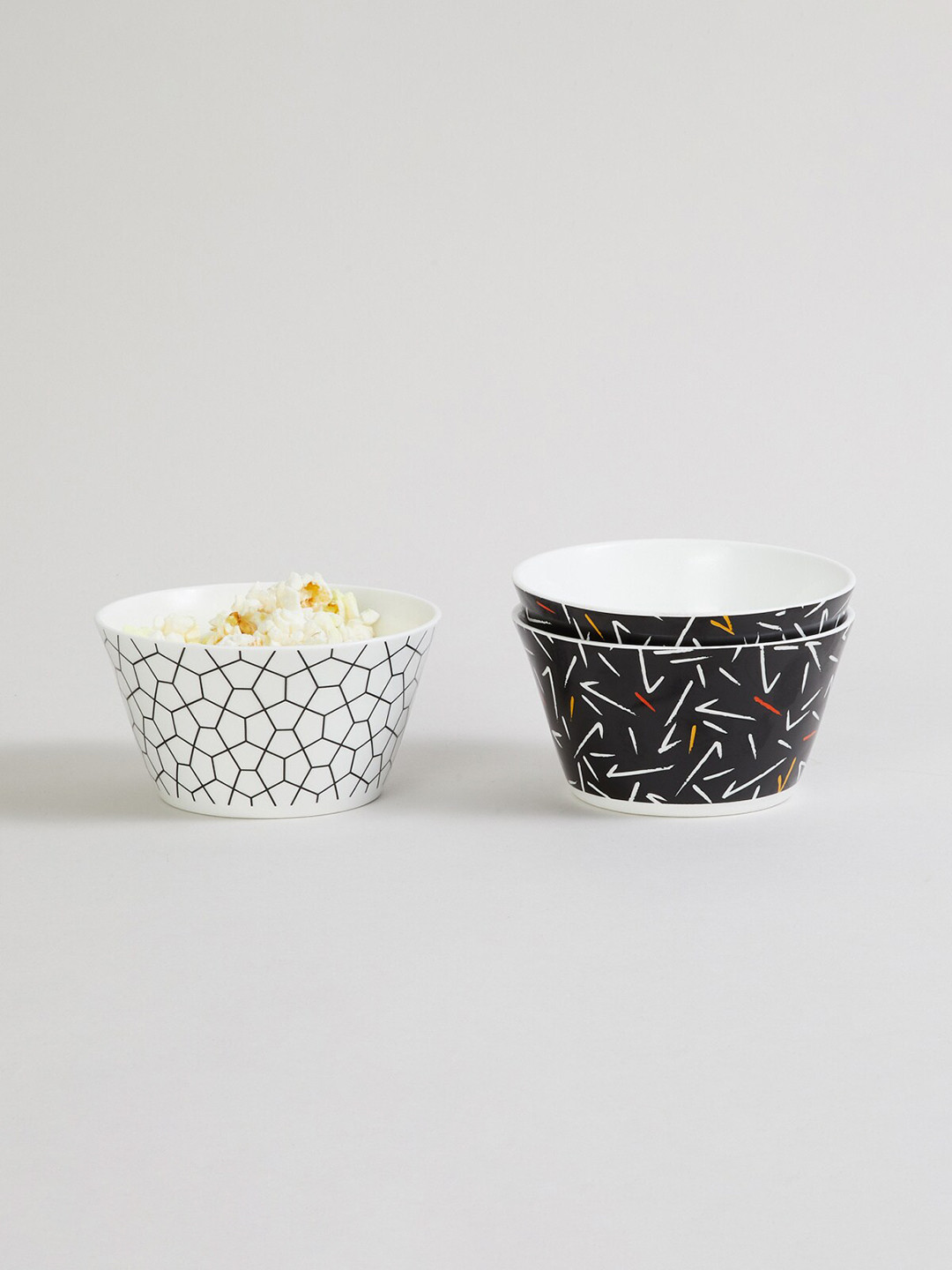 

Home Centre Set Of 3 Mandarin-Modern Retreat Printed Bone China Glossy Bowls 470 ML Each, White