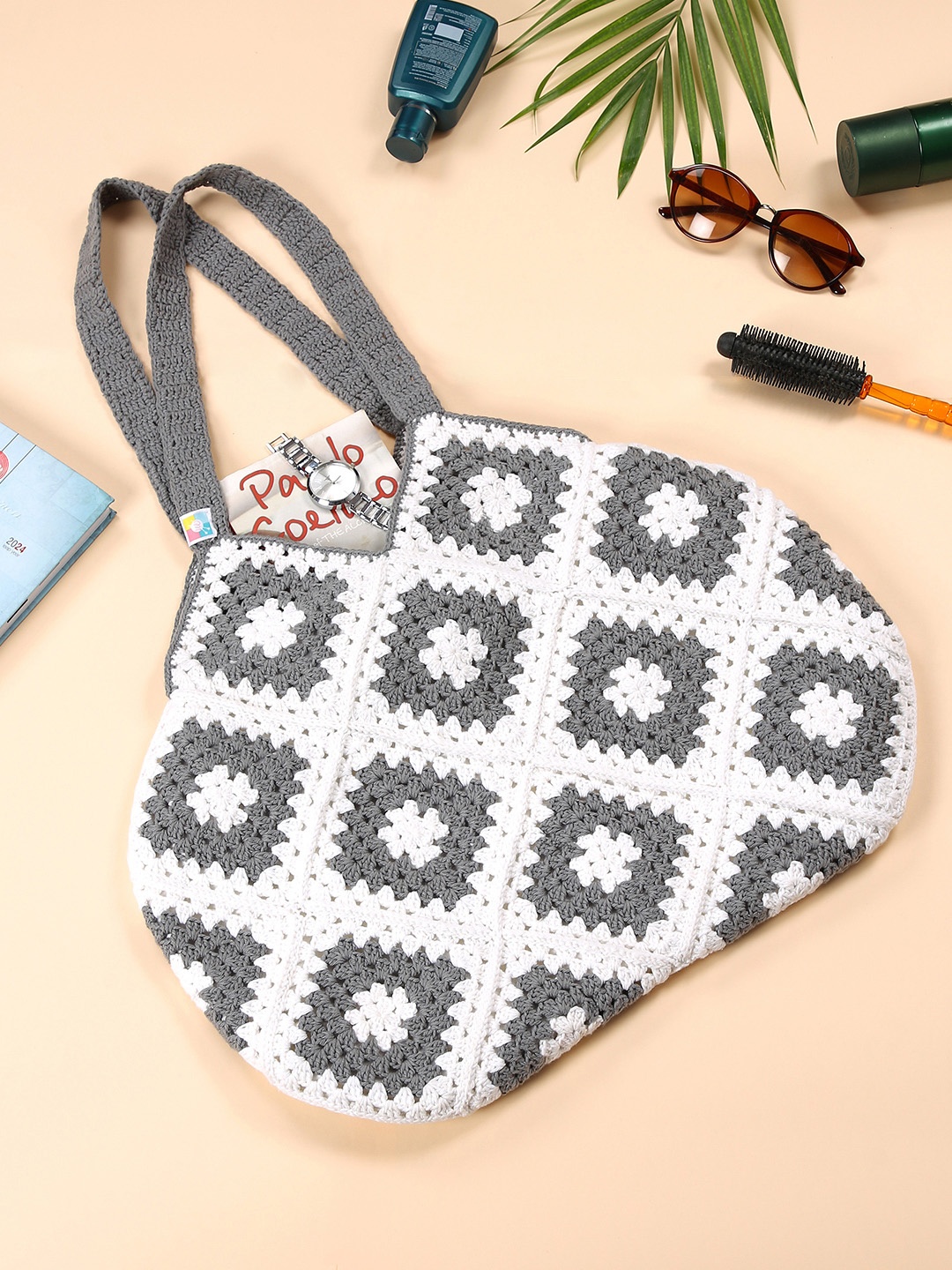 

Magic Needles White & Grey Oversized Shopper Shoulder Bag