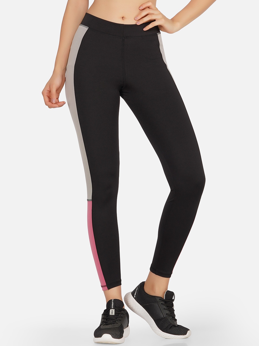 

NEU LOOK FASHION Women Black & Pink Colourblocked Tights