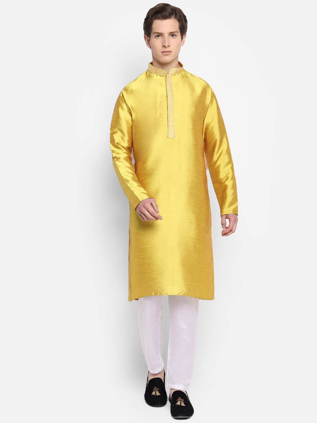 

DEVOILER Men Gold-Toned Solid Kurta