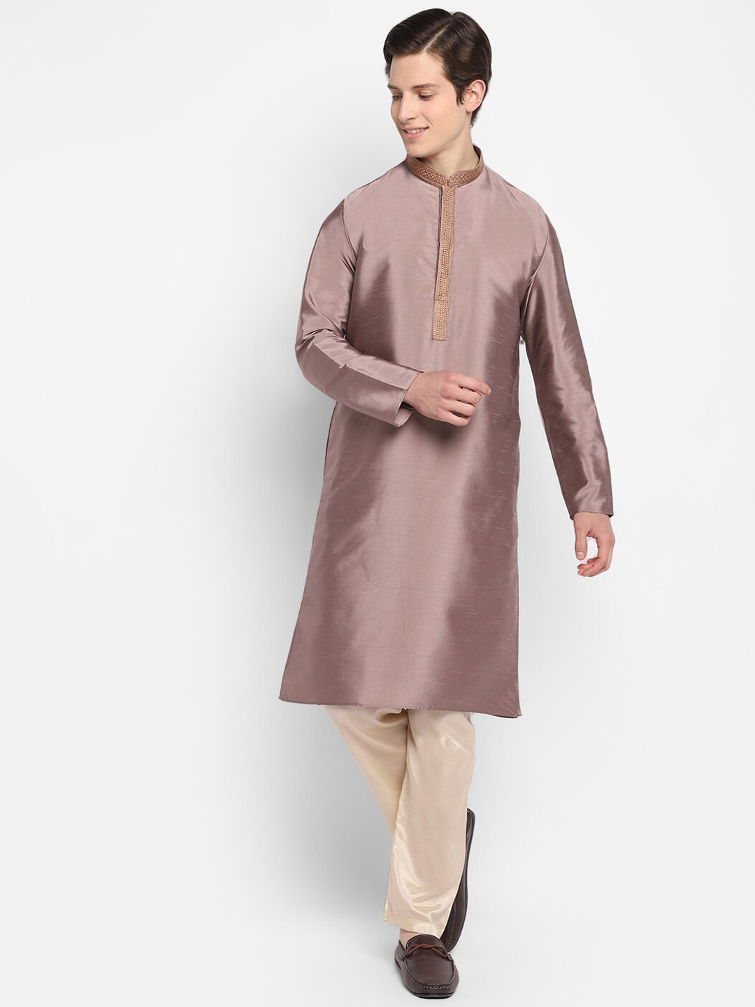 

DEVOILER Men Coffee Brown Solid Kurta