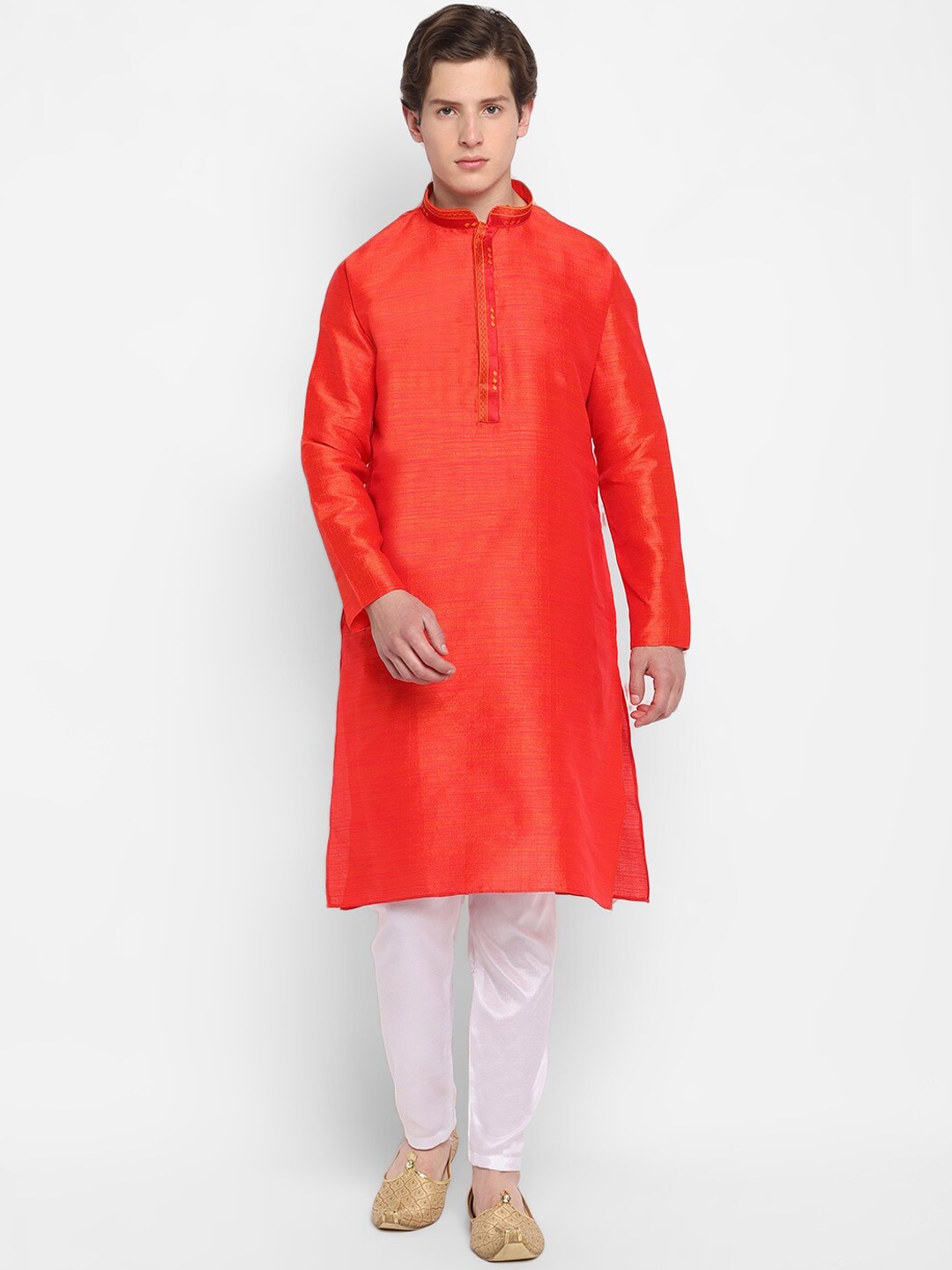 

DEVOILER Men Red Kurta