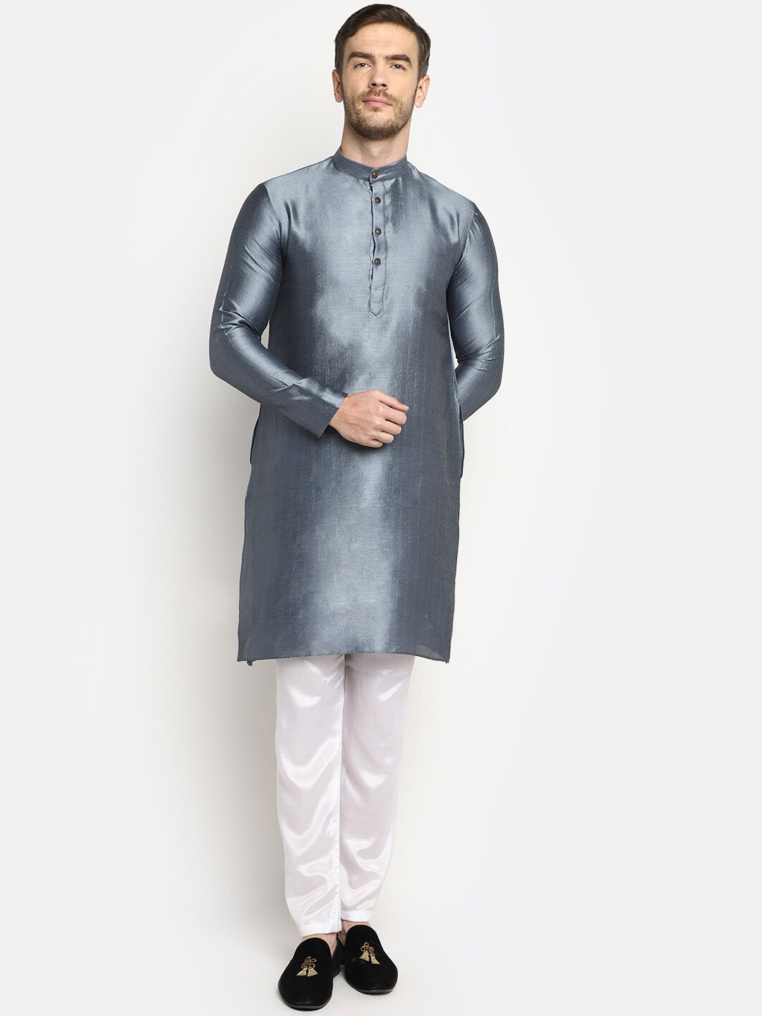 

DEVOILER Men Grey Kurta