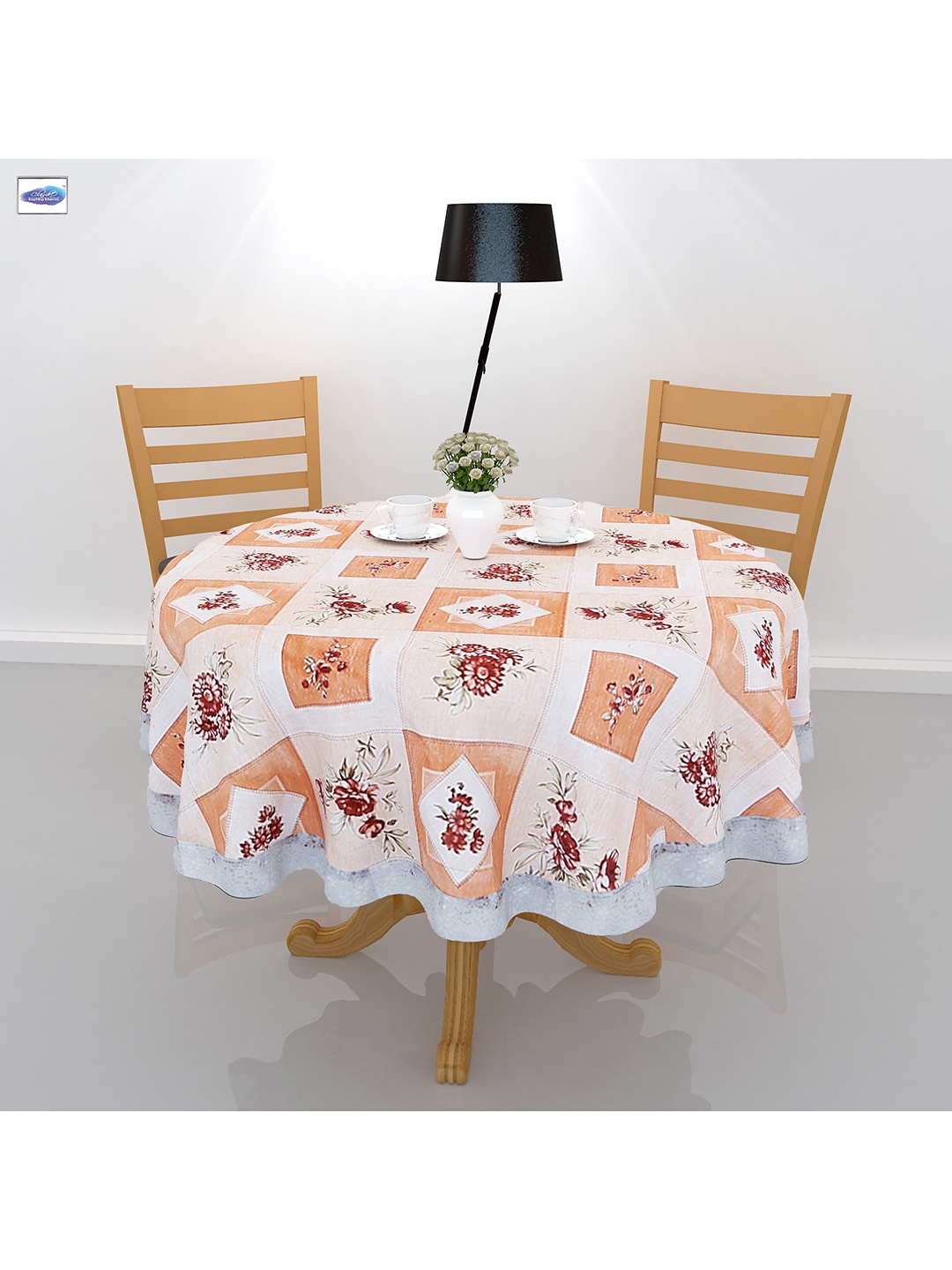 

Clasiko White & Brown Printed 4 Seater Table Covers