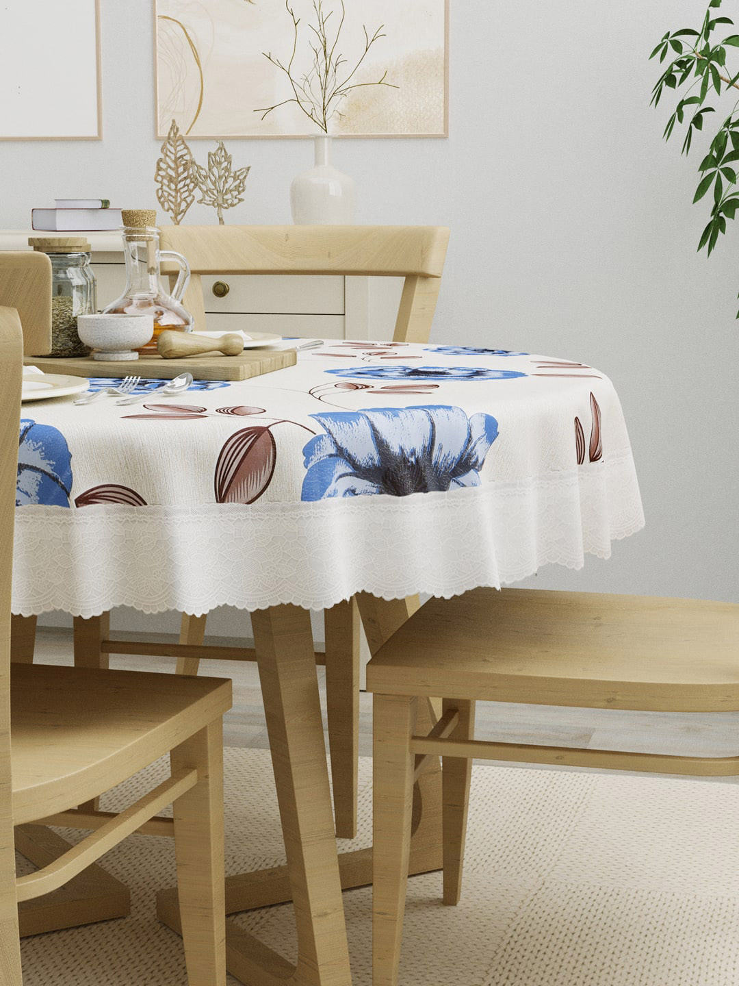 

Clasiko Blue & White Printed 4 Seater Table Covers