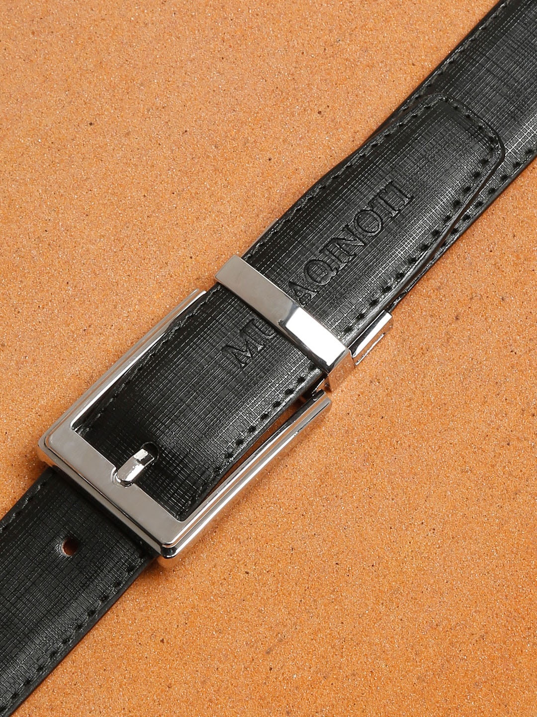 

MUTAQINOTI Men Black Reversible Belts