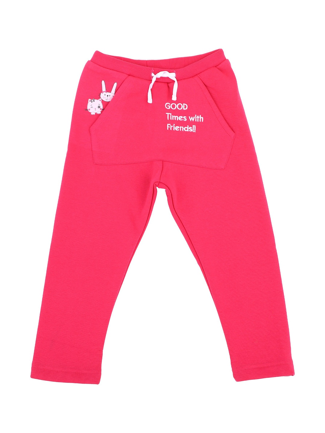 

Bodycare Kids Girls Pink Printed Cotton Track Pants