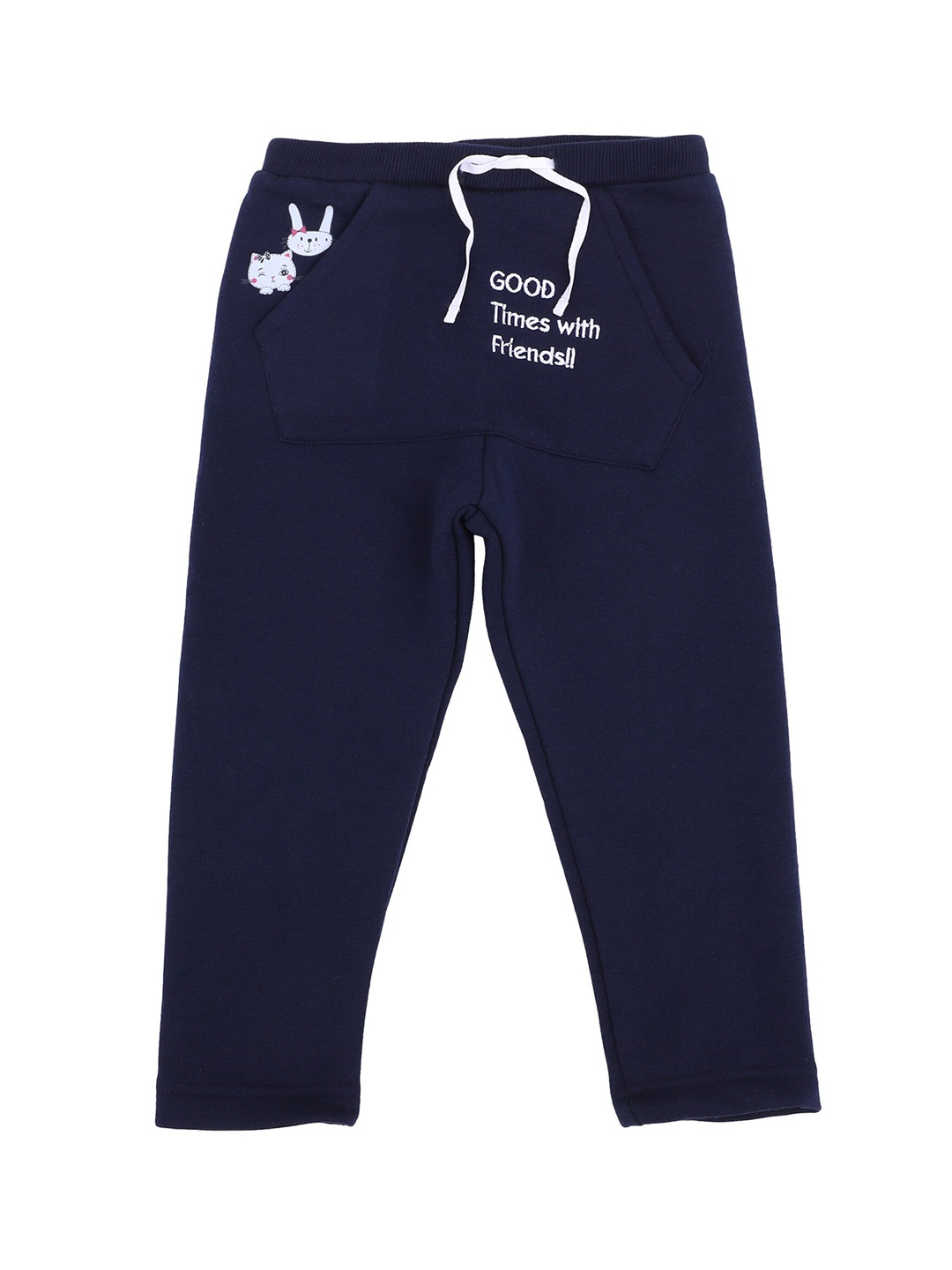 

Bodycare Kids Girls Navy Blue Solid Cotton Track Pants