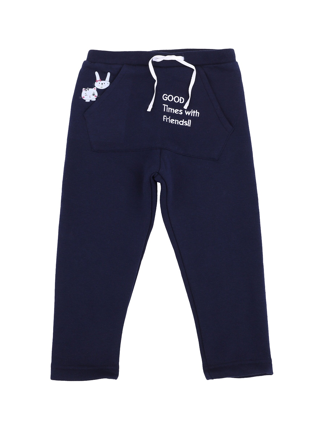 

Bodycare Kids Infant Girls Navy Blue Solid Cotton Track Pants