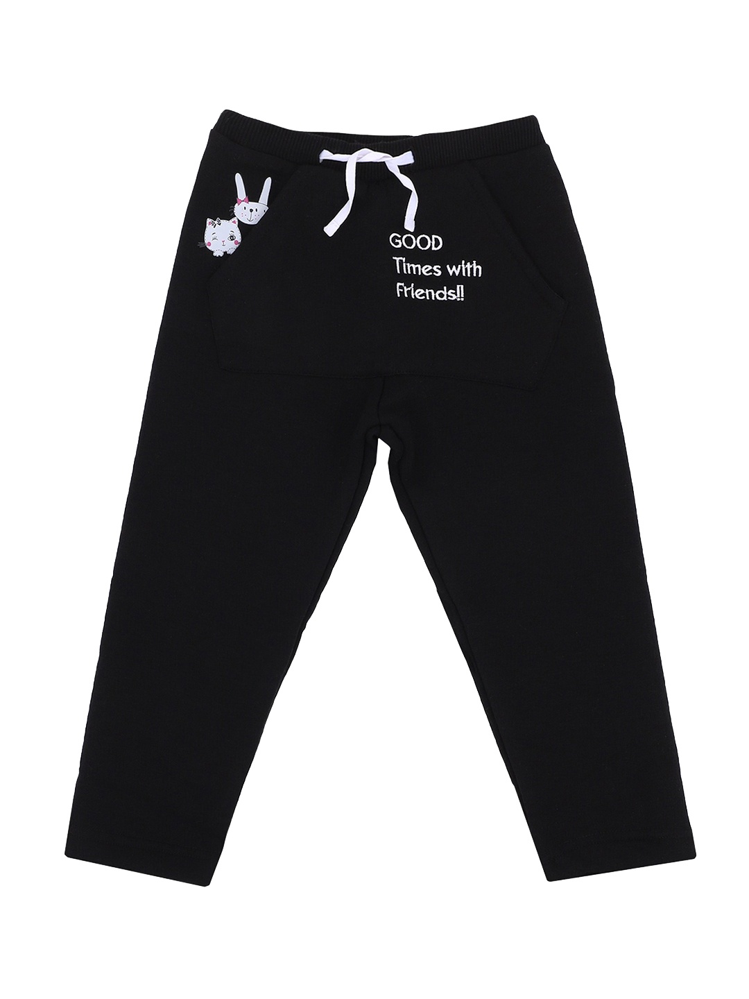 

Bodycare Kids Girls Black Printed Track Pants