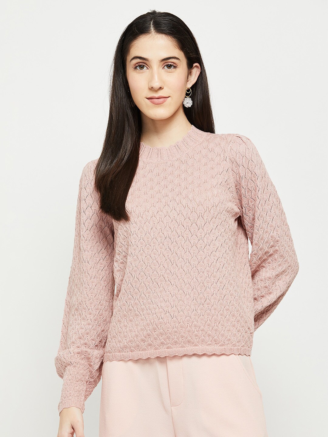 

max Women Peach-Coloured Pullover