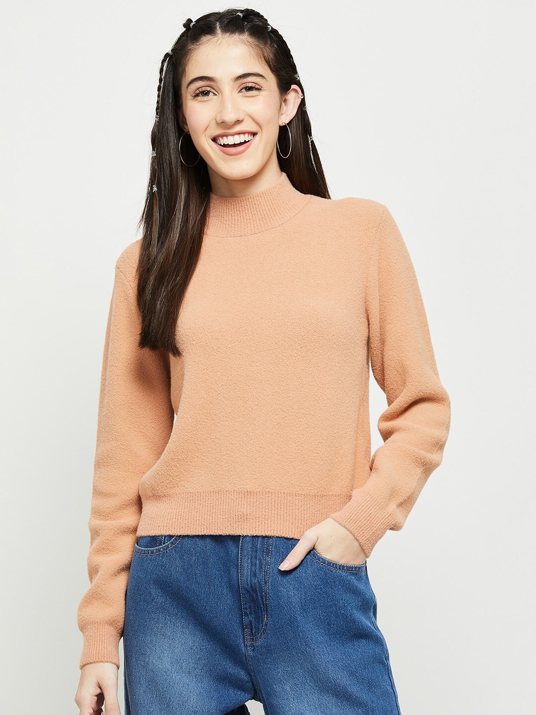 

max Women Brown Solid Pullover