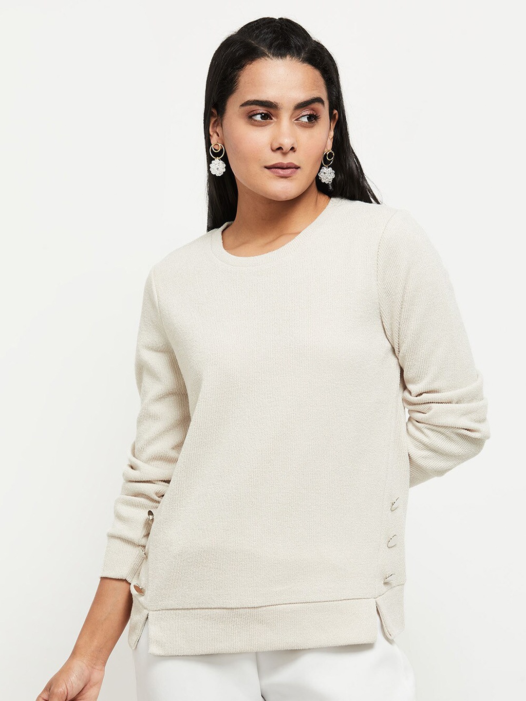 

max Women Cream-Coloured Pullover