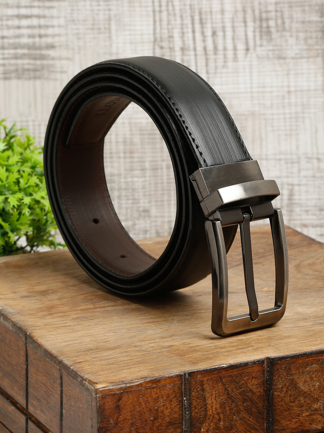 

MUTAQINOTI Men Black Formal Belts