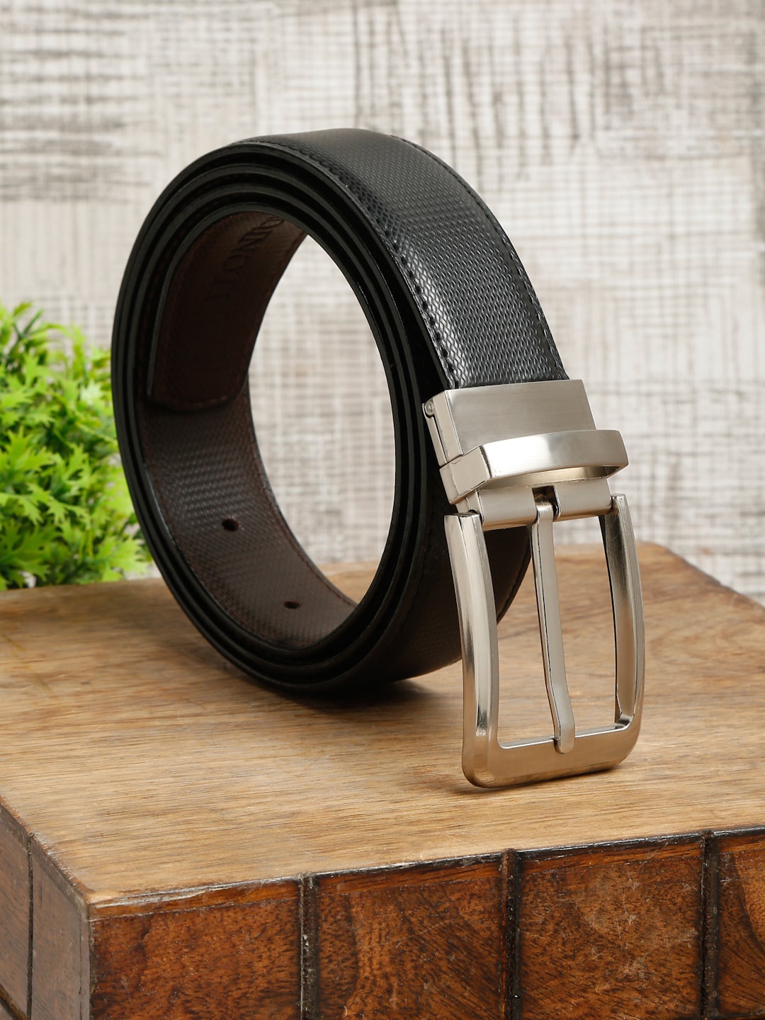 

MUTAQINOTI Men Black Leather PU Formal Belt