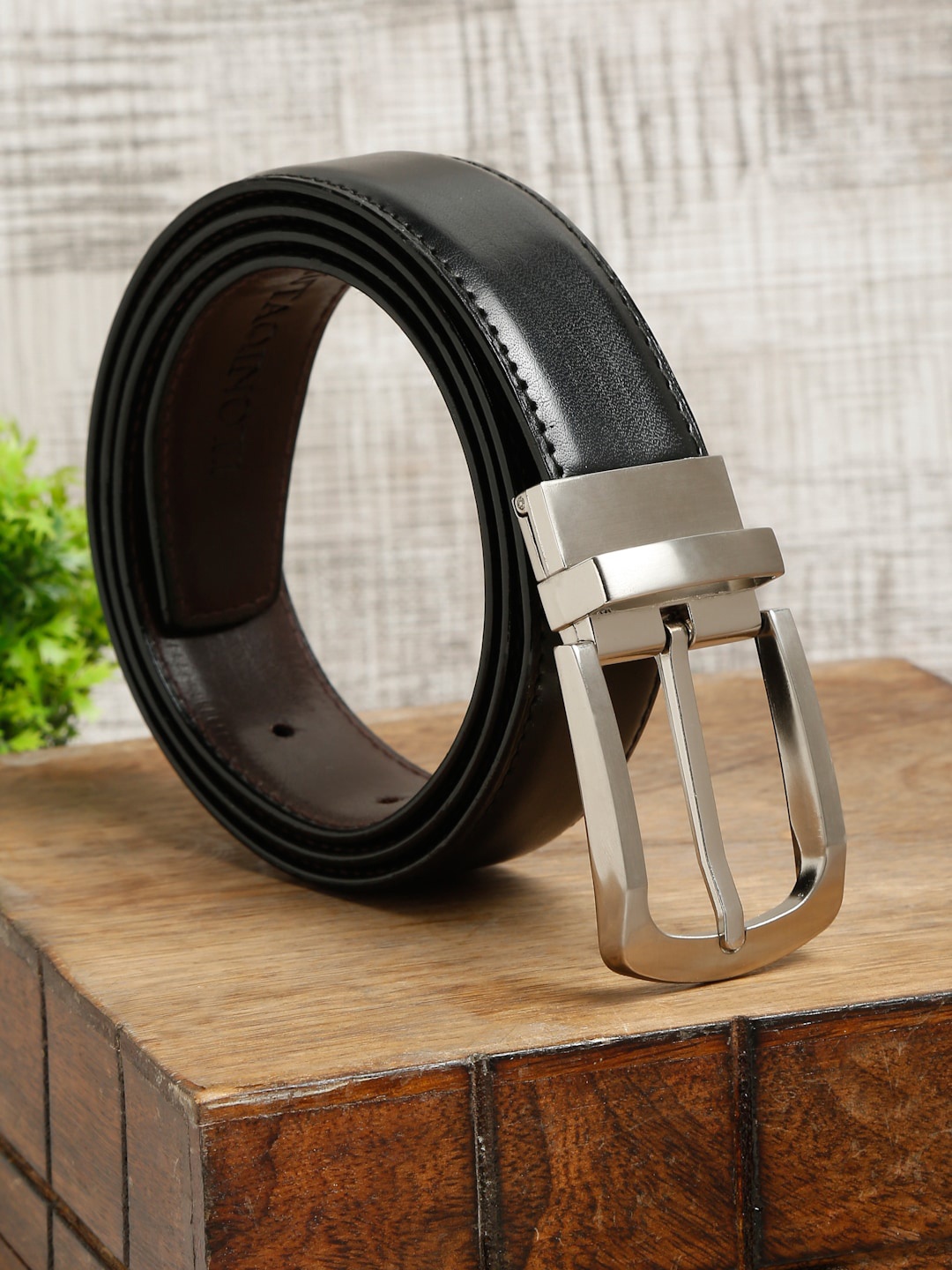 

MUTAQINOTI Men Black Leather PU Formal Belt