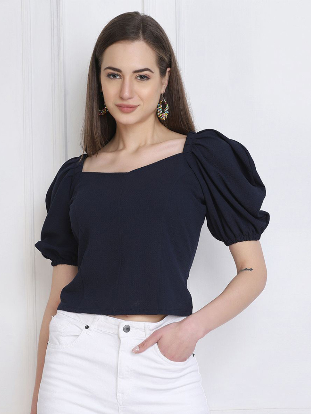 

BUY NEW TREND Navy Blue Crop Top