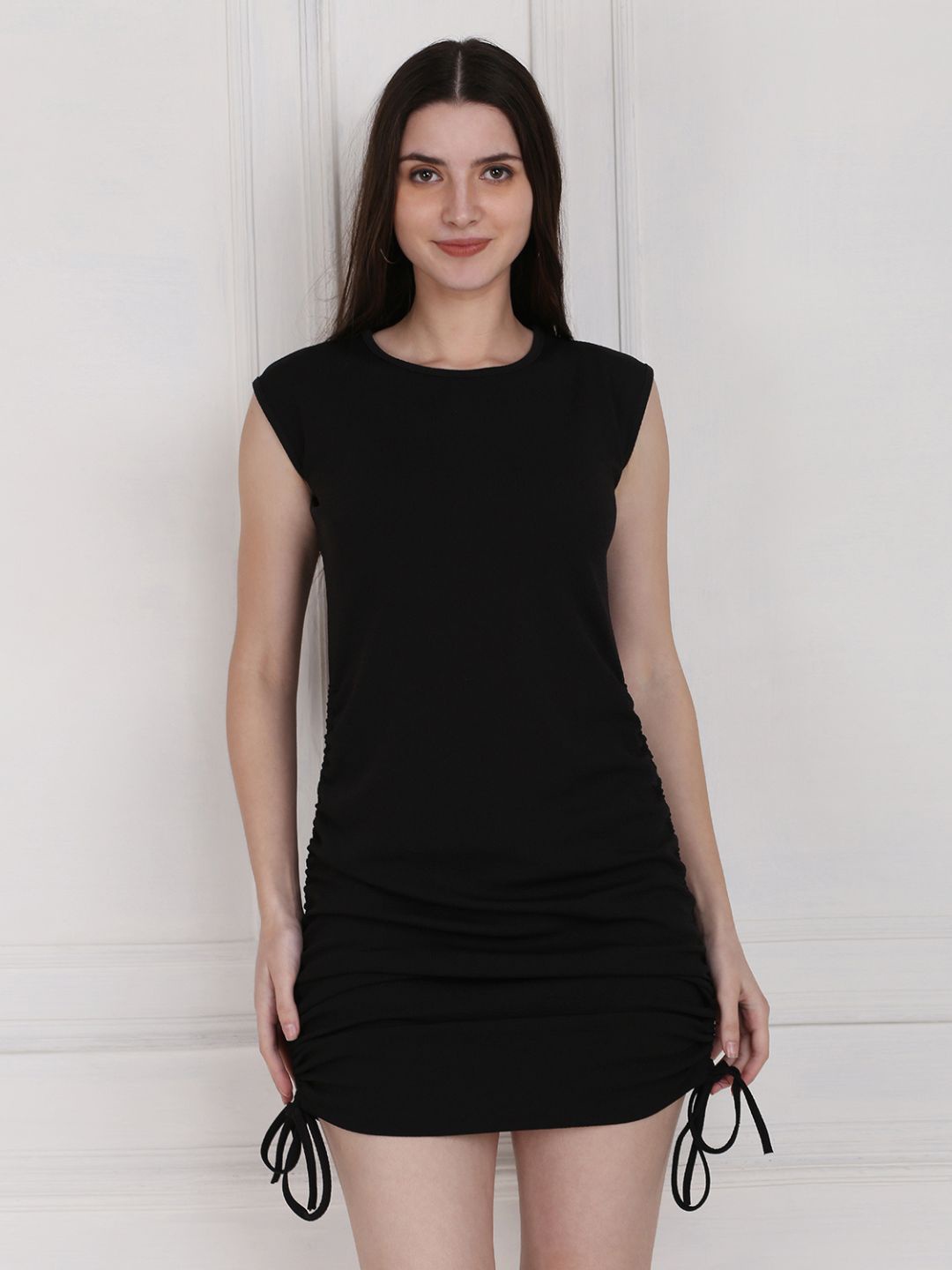 

BUY NEW TREND Women Black Bodycon Ruched Mini Dress