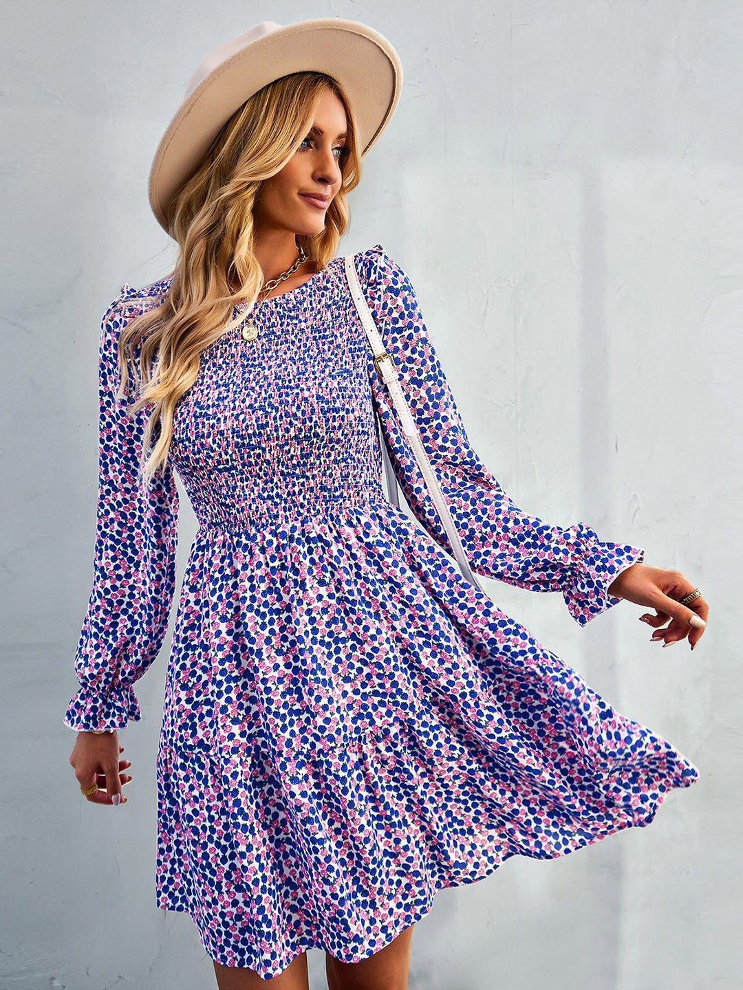 

La Aimee Women Blue Floral Dress