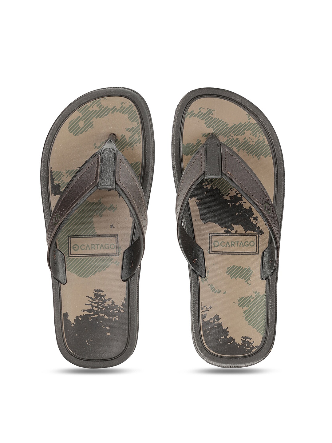 

CARTAGO Men Black & Brown Printed Thong Flip-Flops