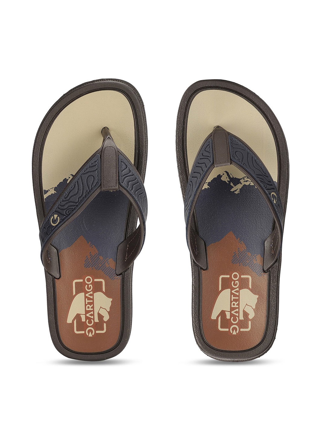 

CARTAGO Men Brown & Black Printed Thong Flip-Flops