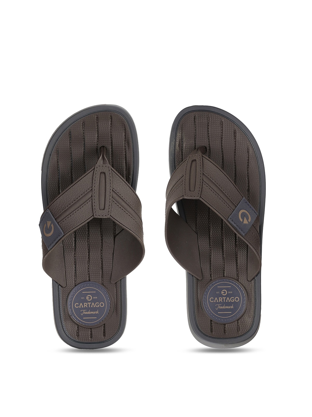 CARTAGO Men Blue & Brown Thong Flip-Flops