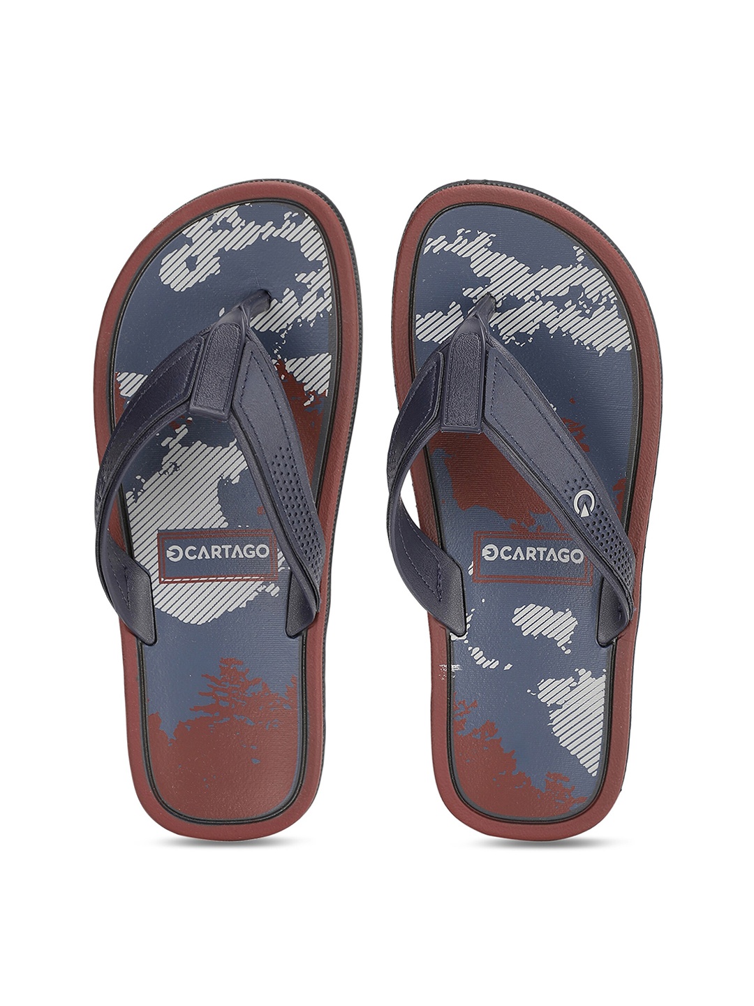 

CARTAGO Men Blue Printed Thong Flip-Flops
