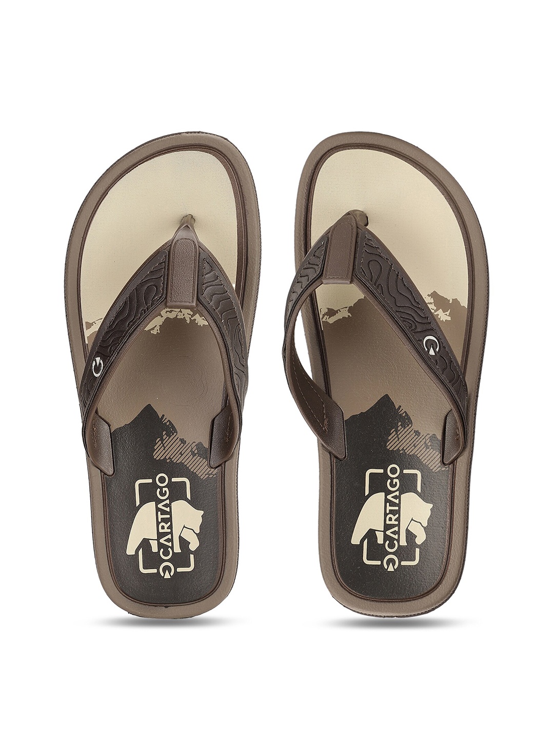 

CARTAGO Men Brown & Beige Printed Thong Flip-Flops