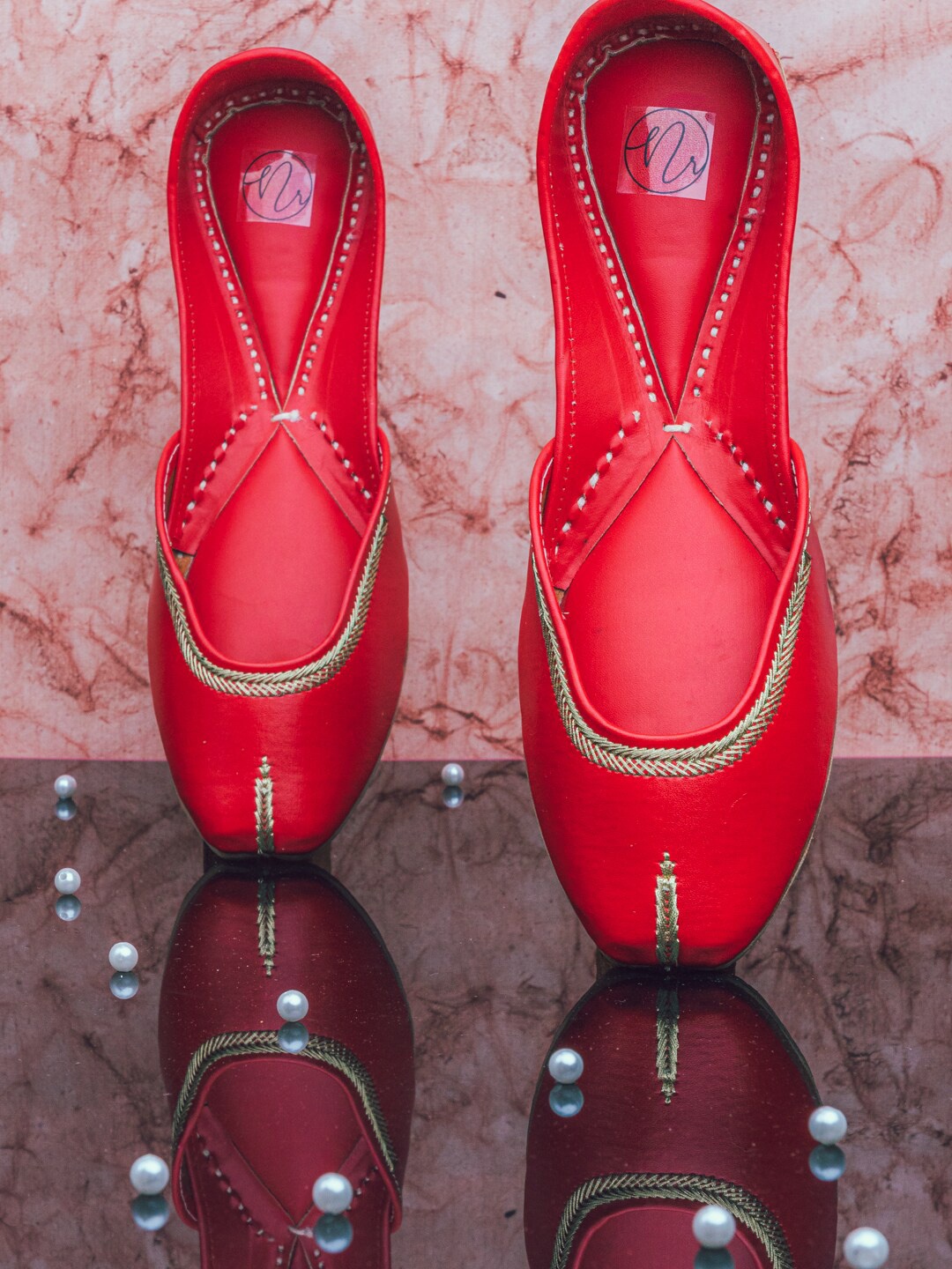 

NR By Nidhi Rathi Women Red Ethnic Mojaris Flats